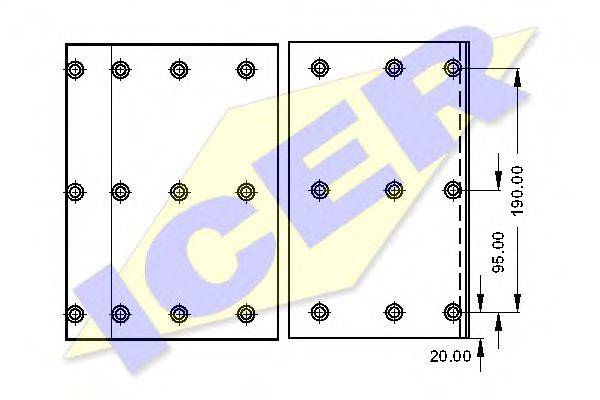 ICER 21997500 Комплект гальмівних черевиків, барабанні гальма