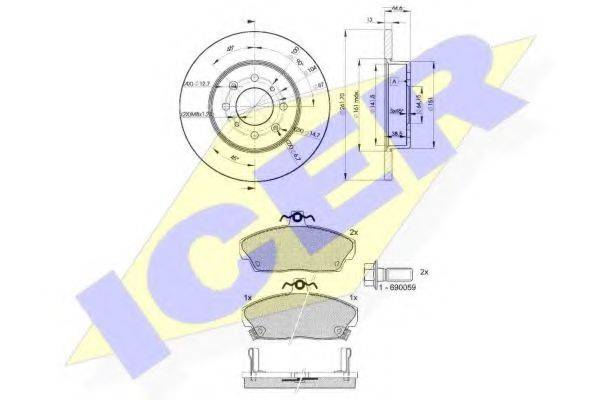 ICER 308600841 Комплект гальм, дисковий гальмівний механізм