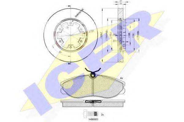 ICER 309333101 Комплект гальм, дисковий гальмівний механізм