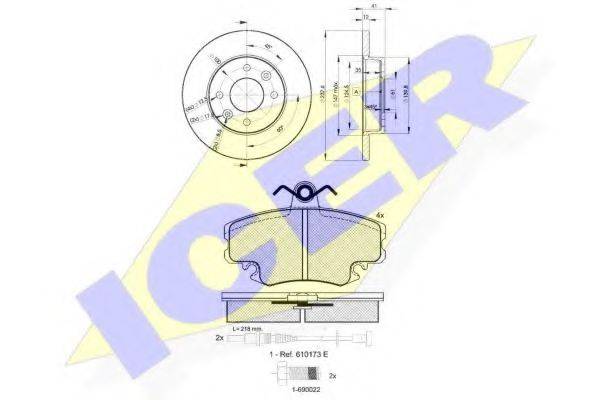 ICER 309934705 Комплект гальм, дисковий гальмівний механізм