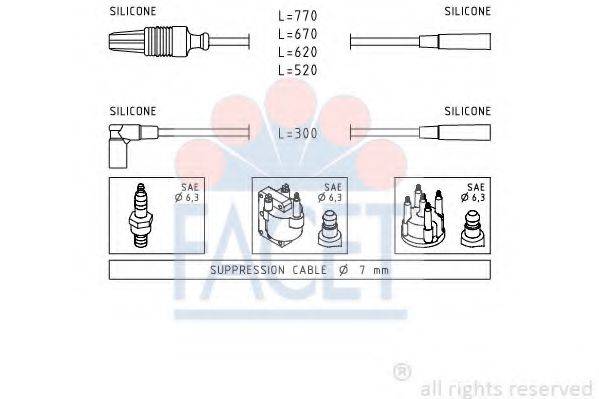 FACET 48780 Комплект дротів запалювання