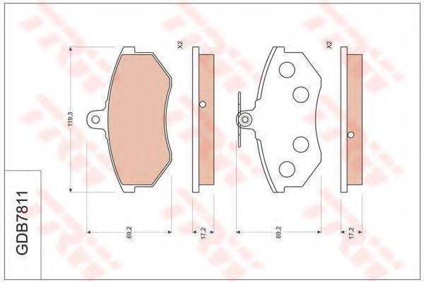 TRW GDB7811 Комплект гальмівних колодок, дискове гальмо