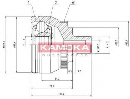 KAMOKA 7268 Шарнірний комплект, приводний вал