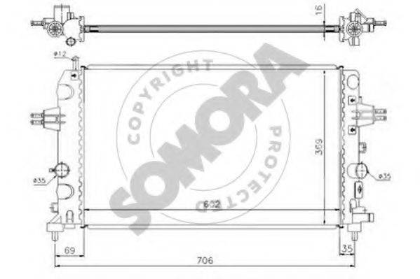 SOMORA 211840C Радіатор, охолодження двигуна