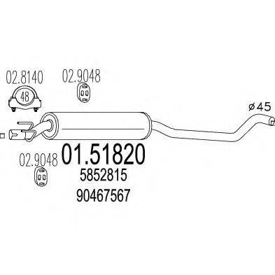 MTS 0151820 Середній глушник вихлопних газів