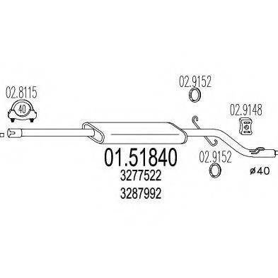 MTS 0151840 Середній глушник вихлопних газів