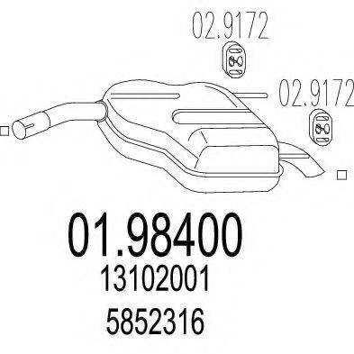 MTS 0198400 Глушник вихлопних газів кінцевий