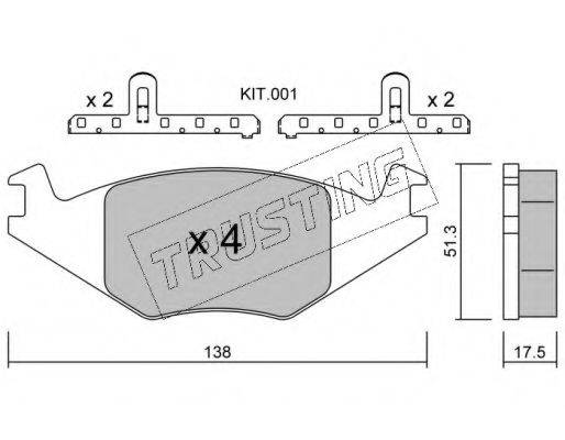 TRUSTING 0490K Комплект гальмівних колодок, дискове гальмо