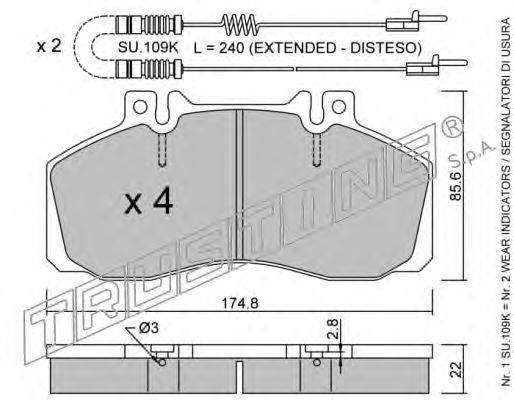 TRUSTING 2760W Комплект гальмівних колодок, дискове гальмо