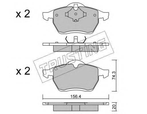 TRUSTING 2880 Комплект гальмівних колодок, дискове гальмо
