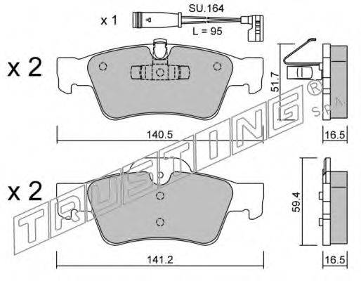 TRUSTING 5841W Комплект гальмівних колодок, дискове гальмо
