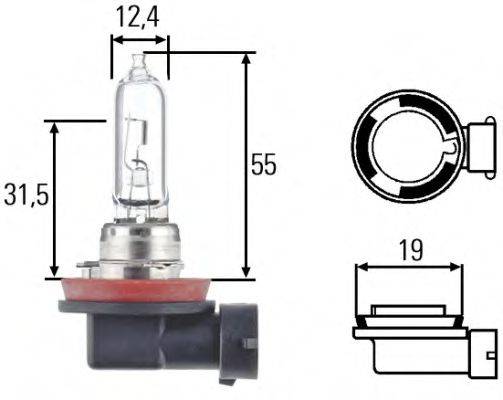 HELLA 8GH008357001 Лампа розжарювання; фара робочого освітлення; Лампа розжарювання, фара далекого світла; Лампа розжарювання, основна фара; Лампа розжарювання, протитуманна фара; Лампа розжарювання; Лампа розжарювання, основна фара