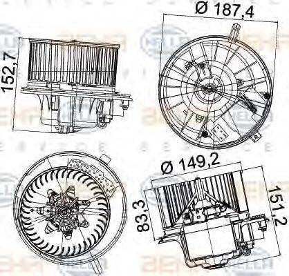 HELLA 8EW351043221 Вентилятор салону