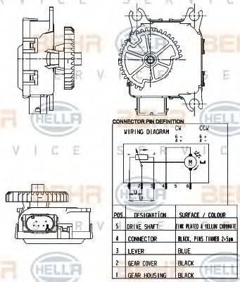 HELLA 6NW351344001 Регулювальний елемент, змішувальний клапан