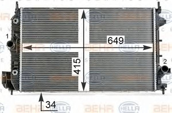 HELLA 8MK376700271 Радіатор, охолодження двигуна