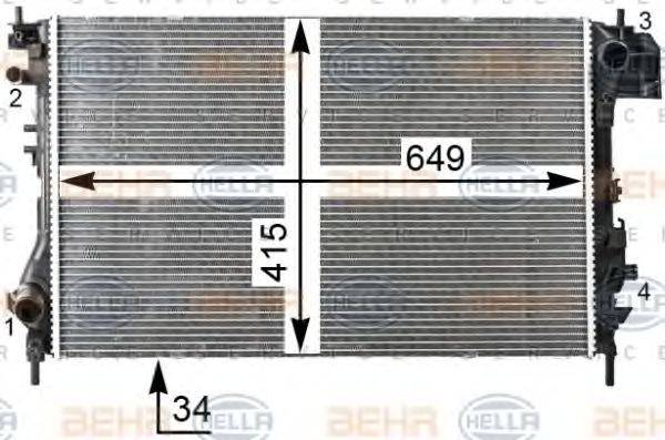 HELLA 8MK376700341 Радіатор, охолодження двигуна