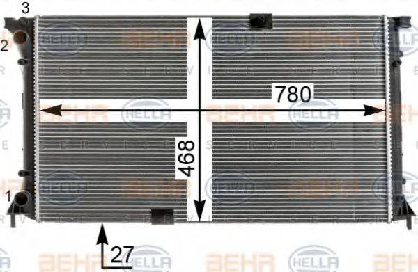 HELLA 8MK376700361 Радіатор, охолодження двигуна