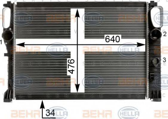 HELLA 8MK376700601 Радіатор, охолодження двигуна