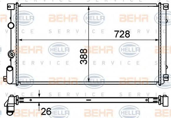 HELLA 8MK376700651 Радіатор, охолодження двигуна