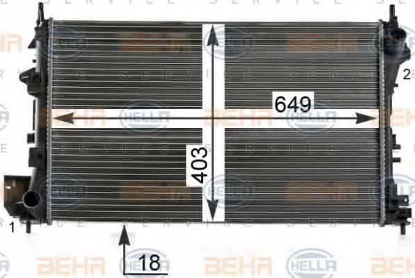 HELLA 8MK376700664 Радіатор, охолодження двигуна