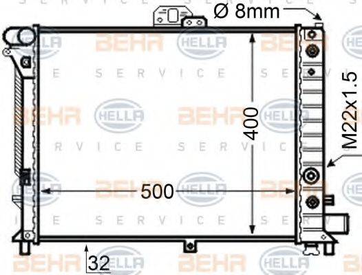 HELLA 8MK376705611 Радіатор, охолодження двигуна