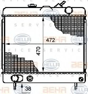 HELLA 8MK376708671 Радіатор, охолодження двигуна