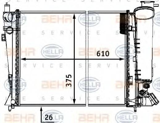 HELLA 8MK376711491 Радіатор, охолодження двигуна