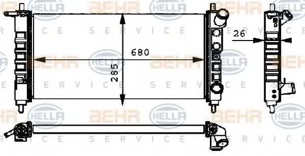 HELLA 8MK376712701 Радіатор, охолодження двигуна