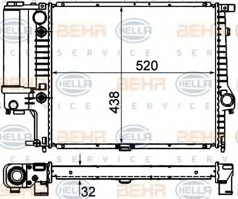 HELLA 8MK376713101 Радіатор, охолодження двигуна