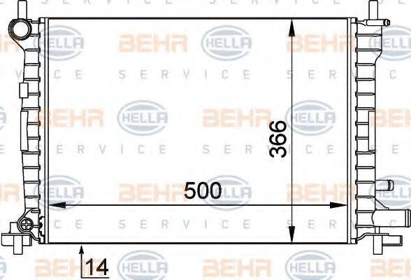 HELLA 8MK376715621 Радіатор, охолодження двигуна