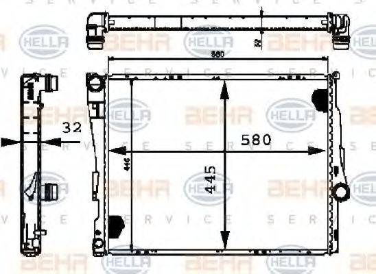 HELLA 8MK376716251 Радіатор, охолодження двигуна