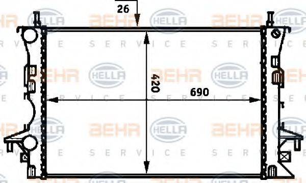 HELLA 8MK376716281 Радіатор, охолодження двигуна