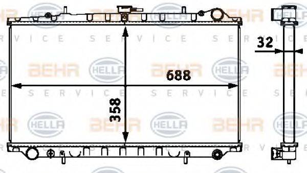 HELLA 8MK376718471 Радіатор, охолодження двигуна