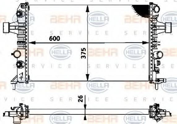 HELLA 8MK376719061 Радіатор, охолодження двигуна