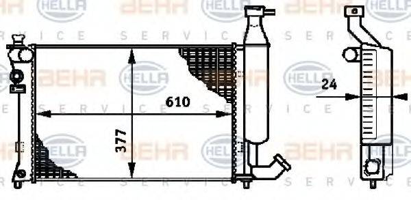 HELLA 8MK376719501 Радіатор, охолодження двигуна