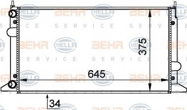 HELLA 8MK376720481 Радіатор, охолодження двигуна