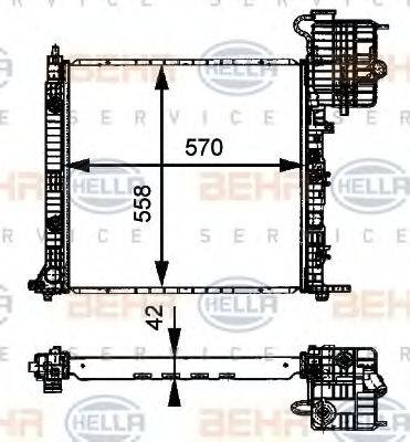 HELLA 8MK376721391 Радіатор, охолодження двигуна