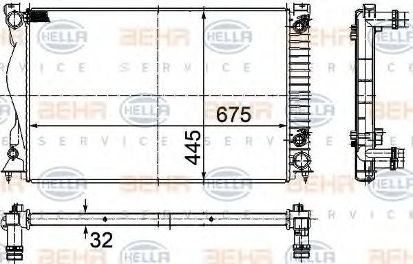 HELLA 8MK376732501 Радіатор, охолодження двигуна