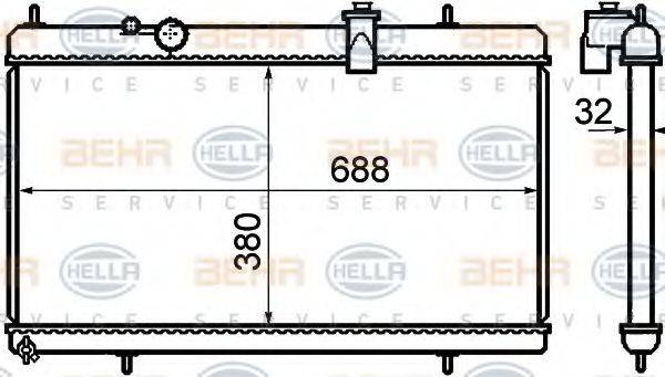 HELLA 8MK376732751 Радіатор, охолодження двигуна