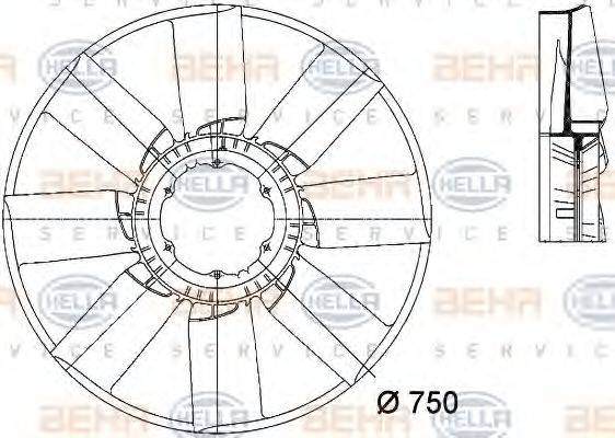 HELLA 8MV376733261 Крильчатка вентилятора, охолодження двигуна