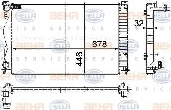 HELLA 8MK376749431 Радіатор, охолодження двигуна