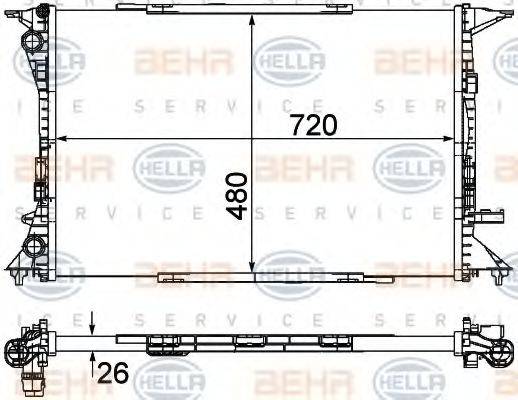 HELLA 8MK376753491 Радіатор, охолодження двигуна