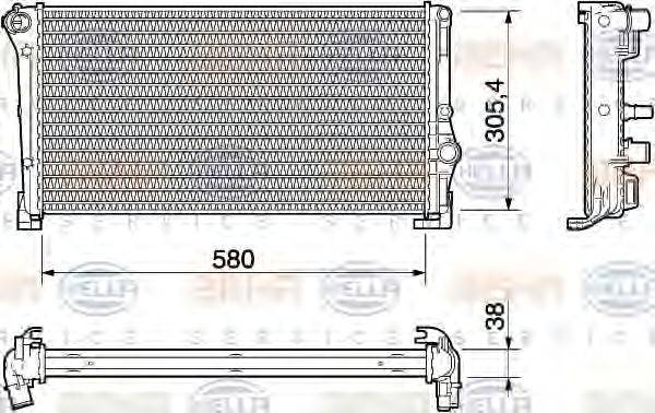 HELLA 8MK376754371 Радіатор, охолодження двигуна