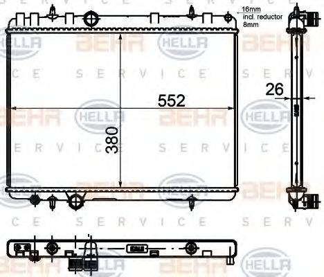 HELLA 8MK376755331 Радіатор, охолодження двигуна