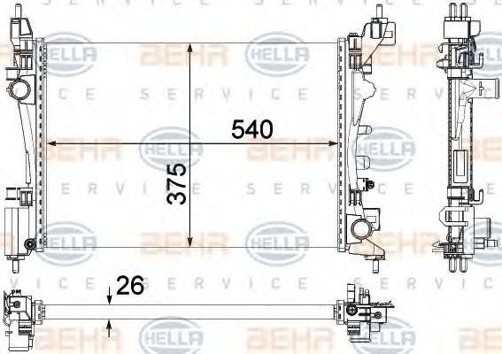 HELLA 8MK376756321 Радіатор, охолодження двигуна