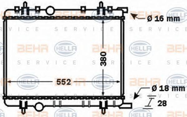 HELLA 8MK376767071 Радіатор, охолодження двигуна