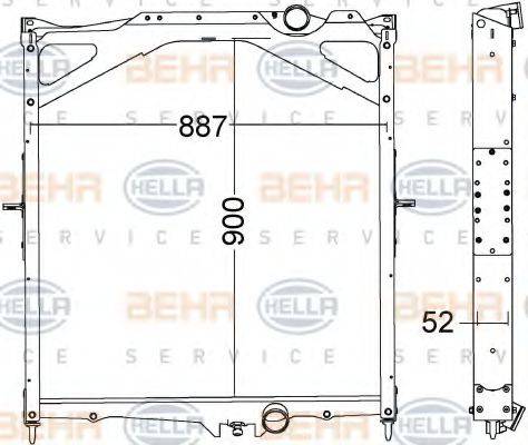 HELLA 8MK376774791 Радіатор, охолодження двигуна