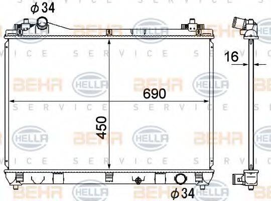 HELLA 8MK376790261 Радіатор, охолодження двигуна