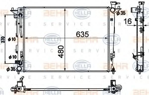 HELLA 8MK376790431 Радіатор, охолодження двигуна