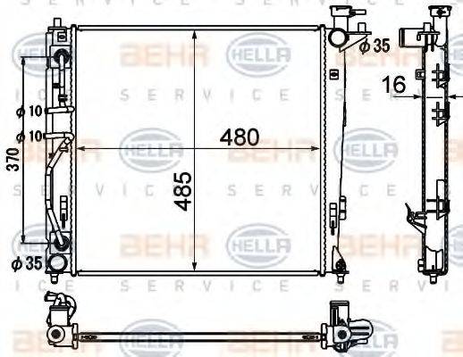 HELLA 8MK376790451 Радіатор, охолодження двигуна